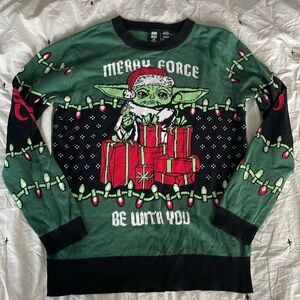 Star Wars Baby Yoda Grogu Merry Force Be With You Ugly Christmas Sweater Sz L